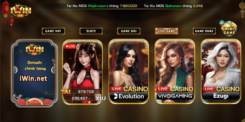 Những trò chơi casino tại iwin